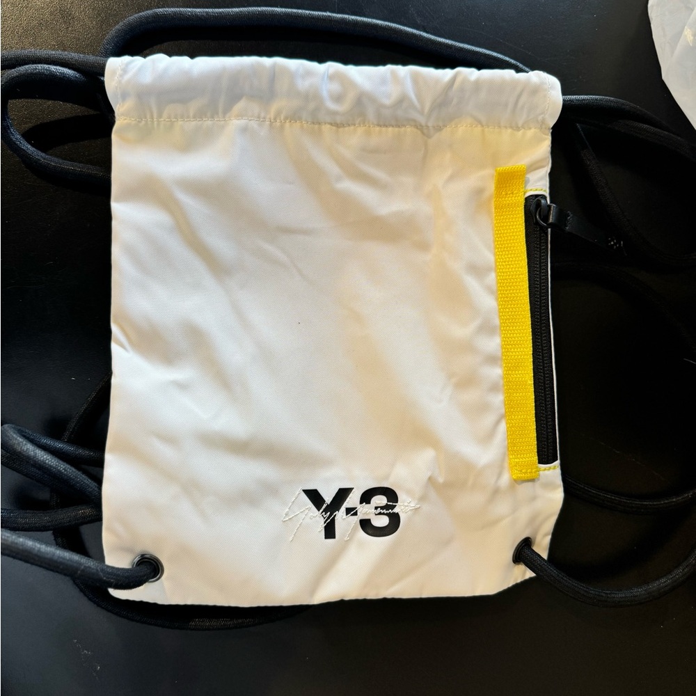 Y-3 White and Yellow Backpack with Bold Logo